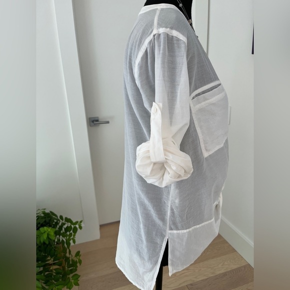 BCBGMAXAZRIA Semra Sheer Button Front Blouse V Neck Twist Detail Feminine Chic - Picture 7 of 16